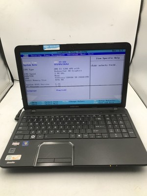TOSHIBA SATELLITE C855D S5229 - BOOTS TO BIOS - AMD E1 1200 - 4GB RAM - READ -BB