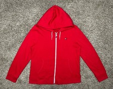 Tommy Hilfiger Full Zip Hoodie Logo Jacket Sweatshirt Women  s Lg Preppy