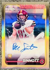 2024 Topps Chrome Football Ben Sinnott Silver Refractor RC Auto On Card