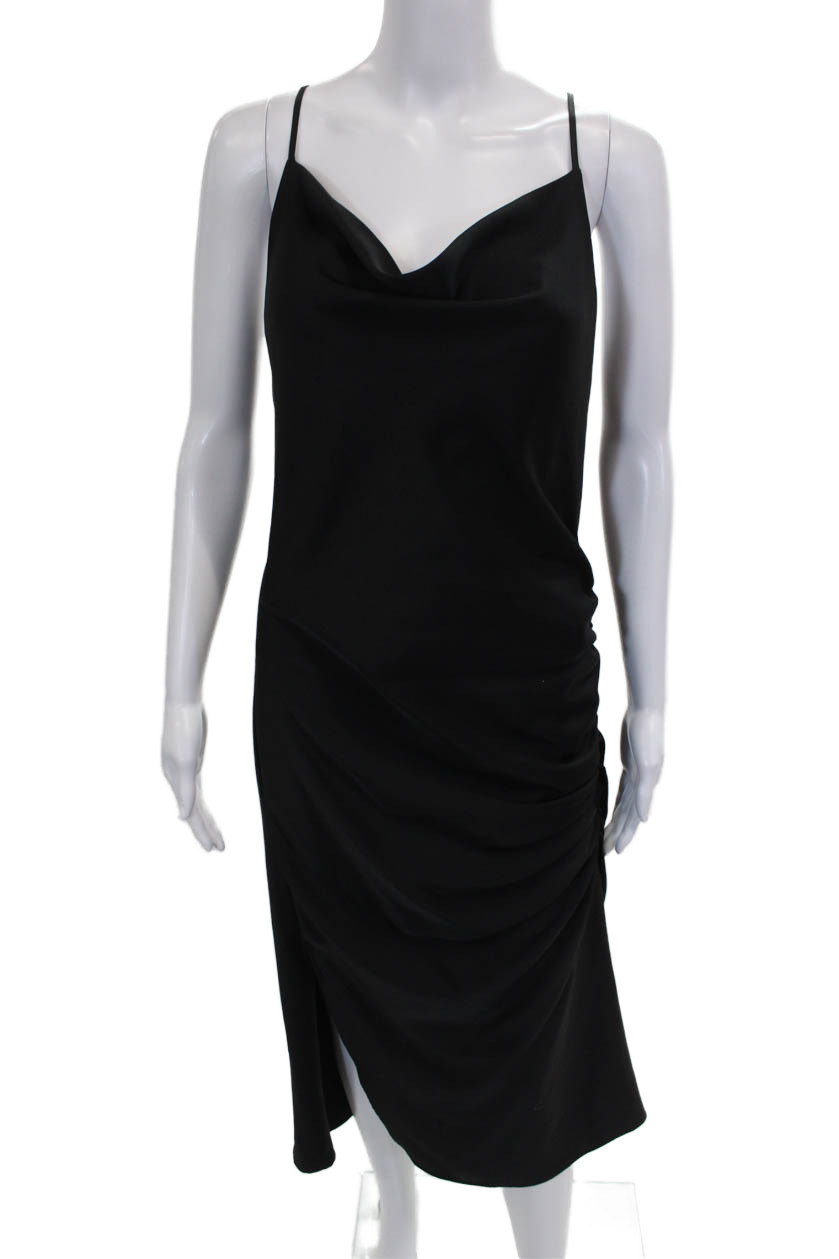 Zara Basic Women Slip Dress Black Cowl Neck Sleeveless Polyester Size LFree Shipping in US $100+ Orders | $6.95 Orders Below