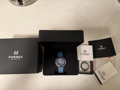 Formex Reef 42mm Mens Blue Dive Watch Rubber Strap W/ Box Papers & Extra Bezel