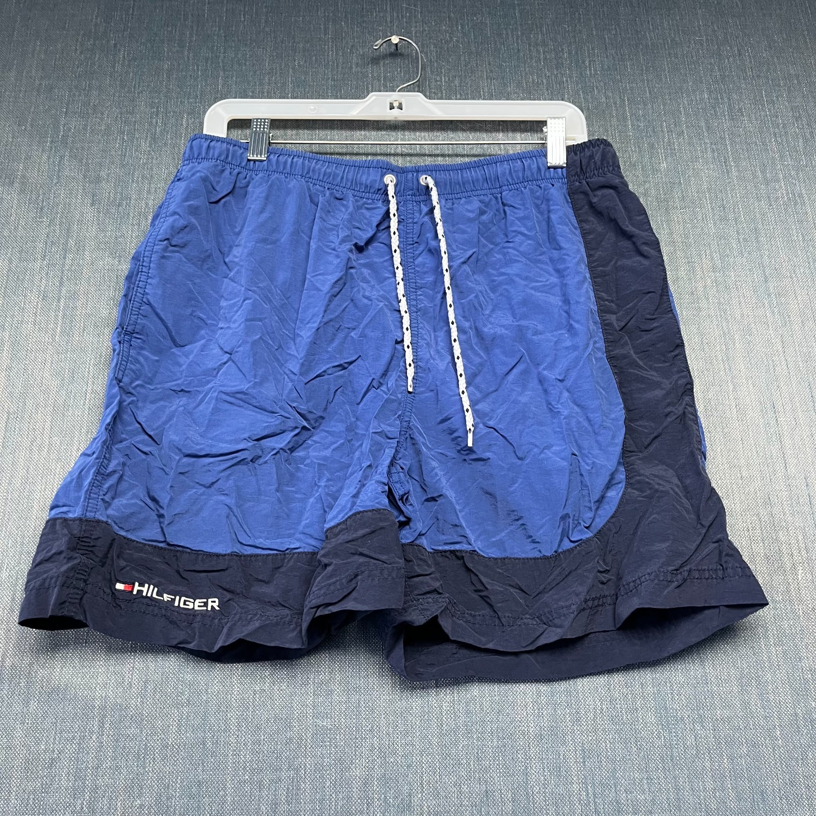 Tommy Hilfiger Men's Swim Trunks Size M Blue Colorblock Drawstring Board Shorts