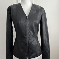 DKNY Leather COLLARLESS 100% Lamb Napa Leathe...