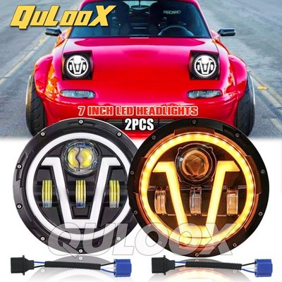105W 7inch Round H6024 LED Headlight High/Low for Mazda 90-97 NA Miata MX5 MX-5