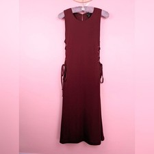 Ann Taylor Dark Red Side Corset Lace Waist Sleeveless Maxi Dress