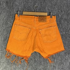 Vintage Levis 501 XX Jean Shorts Fits 30 / 4 inseam Cut Off Orange Denim 90s USA