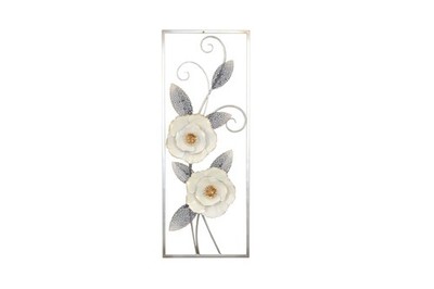 Wanddekoration BLUMENMOTIV 770, gold / silber / creme, 29 x 6 x 74 cm