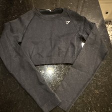 Gymshark Women's Black Long Sleeve Cropped Activewear Top