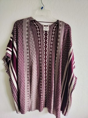 St. John's Bay Burgundy & Cream Kimono 0X Cotton Blend Western