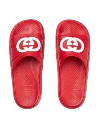 Gucci Men’s Rubber Maple Red/White Sandals 13.5 US (13 Gucci) 780296 Gucci Maple Red & White Interlock Slides - 13-13.5 - MSRP  main image 4
