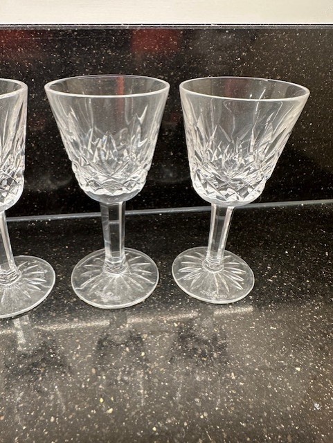 8 Vintage Marked Waterford Ireland Cut Crystal Lismore 3.5" Apertif Cordials