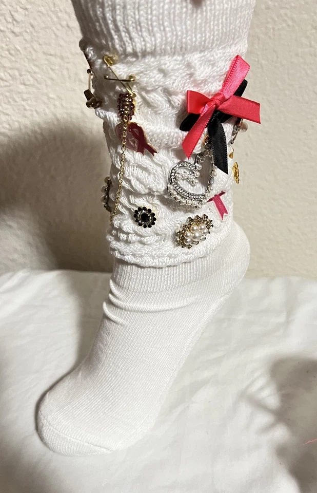 Calcetines holgados basura concientización sobre el cáncer de mama para mujeres niñas cinta rosa talla única Foto 2 de 4