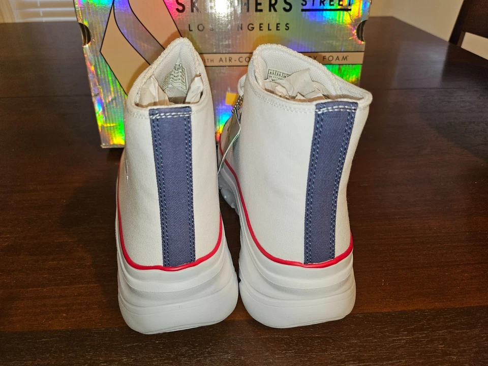 Zapatillas Skechers Funky Street Plataforma Parte Superior Alta Estilo Converse Blanco/Rojo 8.5 Foto 3 de 4