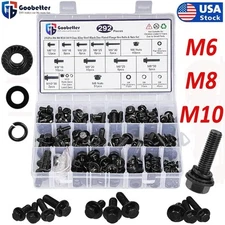 292pcs Flange Bolt & Nut Assortment Kit Frame Screws Class 10.9 Metric M6 M8 M10