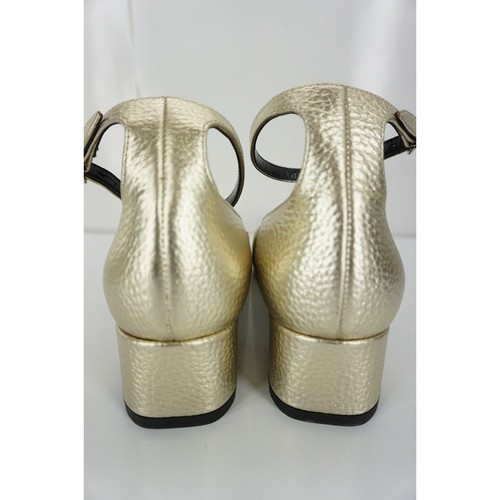 Saint Laurent Gold Leather Babies Ankle Strap Pumps Size 36.5 New YSL Yves $895 - Picture 5 of 12