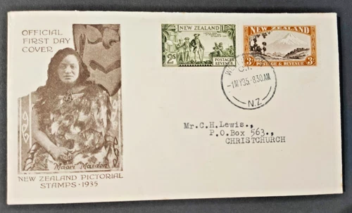 NEW ZEALAND 1935 MAORI MAIDEN 2/- & 3/- FDC (F)