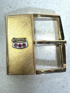 3” VTG OC Tanner Farmhand 10K Gold Ruby Service Award Belt Buckle