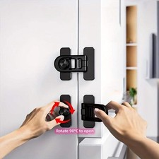 Easy-Install White Fridge Freezer Door Lock Rotate Adhesive No Drilling Required