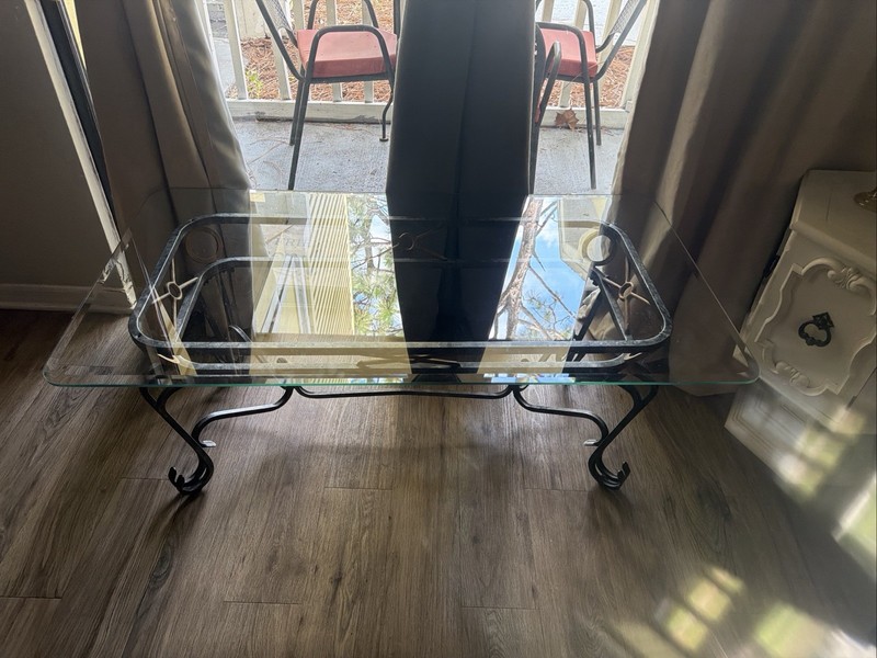 Glass iron dining table 