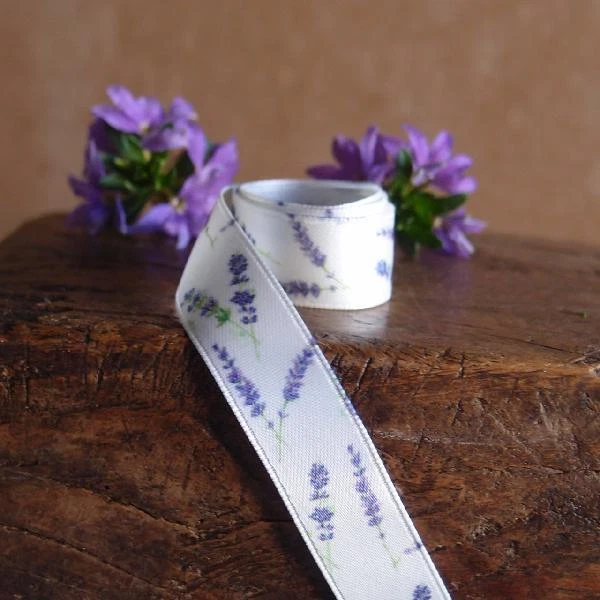 Elegante fita de cetim estampada lilás lavanda - Imagem 3 de 4
