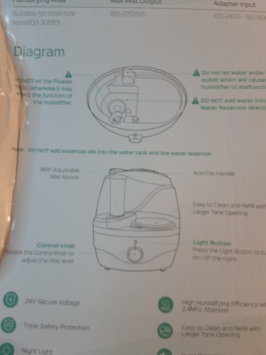 Homasy By VicTsing Humidifer - Picture 3 of 7