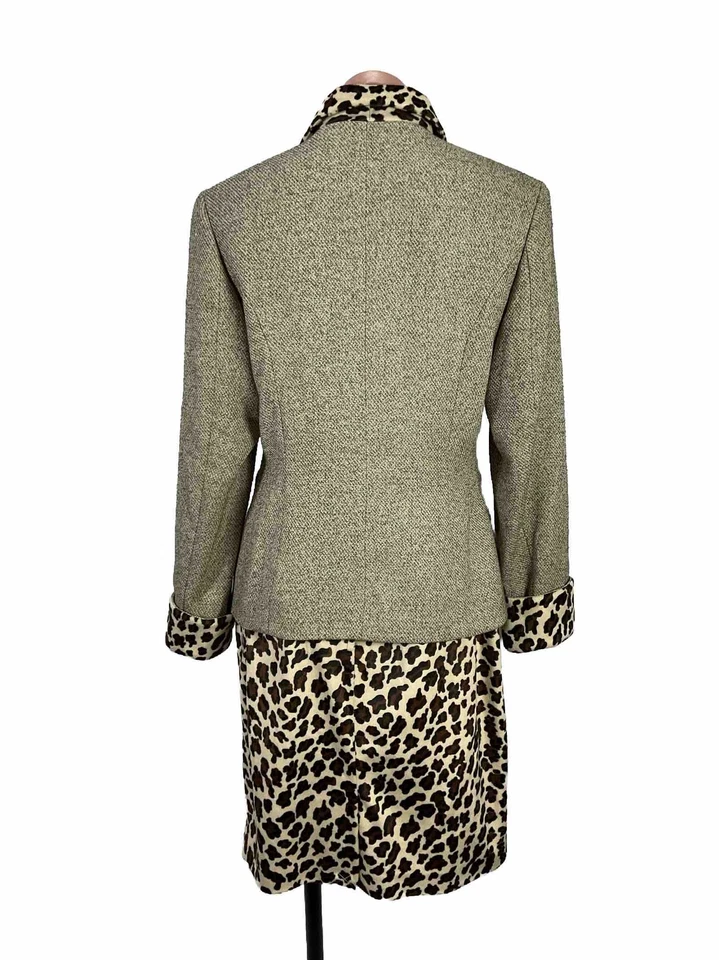 Винтажный отдельно 80-х мод костюм юбка Blazer леопард искусственного меха размер 8 - Изображение 3 из 4