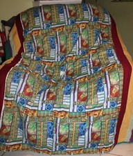 Colorful 80 in. x 120 in. Partially Completed Quilt Top Blanket