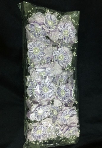 36 Flower. Pearls w/ a Spray On The Satin Flowers of The Bride. 3 Flower x 12 - Picture 21 of 22