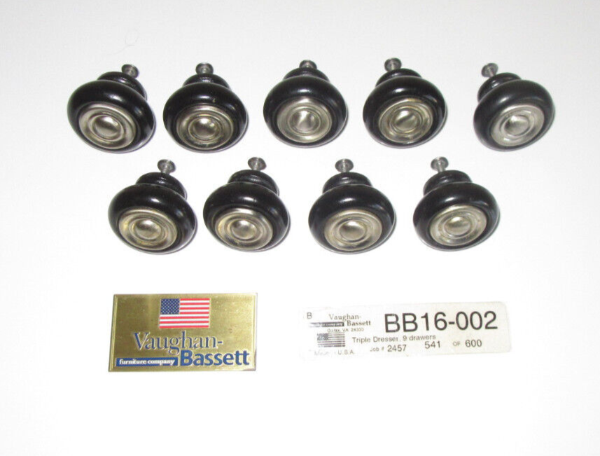 Lot of 9 VaughanBassett Knob Drawer Pulls, Round Metal & Wooden, 15/8" Black eBay