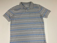 Saddlebred Mens Polo Shirt Large Gray Comfort flex striped