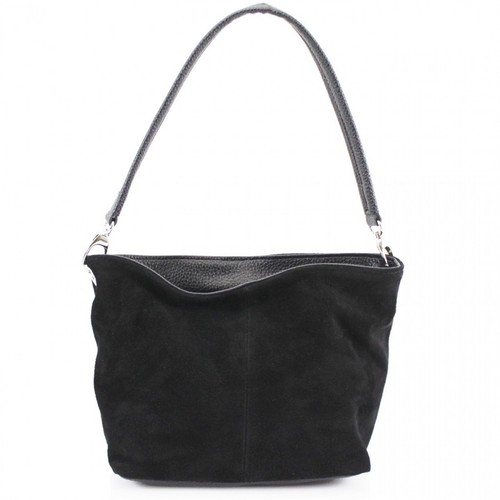 Bolso de hombro genuino italiano de cuero gamuza tamaño mediano estilo cubo - Imagen 6 de 21