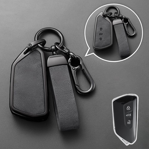 Genuine Leather Car Key Fob Case Cover For VW ID.3 ID.4 Golf 8 GTD Mk8 Octavia - Picture 3 of 7