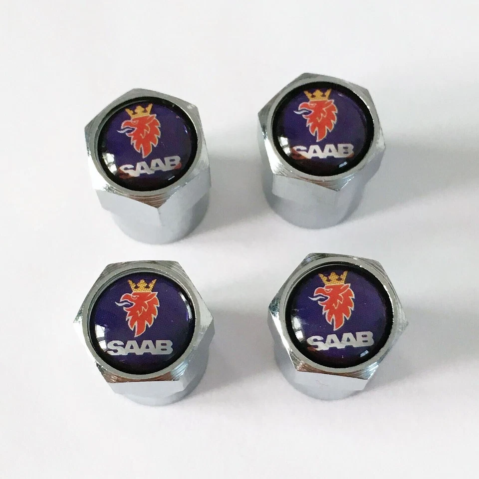 Tapones antipolvo para válvula de rueda SAAB plateados. 9-3 9-5 Turbo 99 900 Scania 9-4X etc Foto 2 de 4