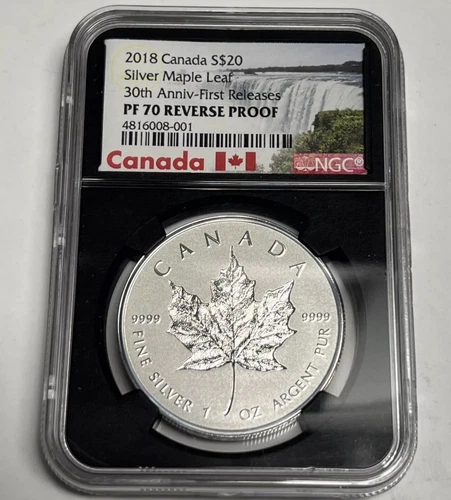 2018 CANADA NGC Reverse PF70 $20 Maple Leaf 1 oz FIRST Releases 30th Anniversary