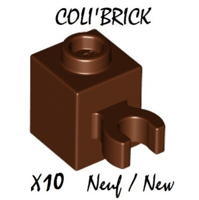 Lego 60475 - 10x Brick Modified 1x1 clip vertical - Marron Reddish ...