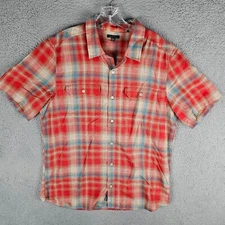 Toad & Co Mens Size Large Hookline SS Shirt Red Plaid Short Sleeve Outdoor