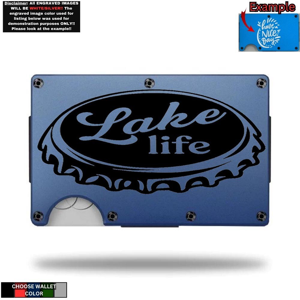 Laser-Engraved Lake Life Design Metal Wallet for Nature Lovers