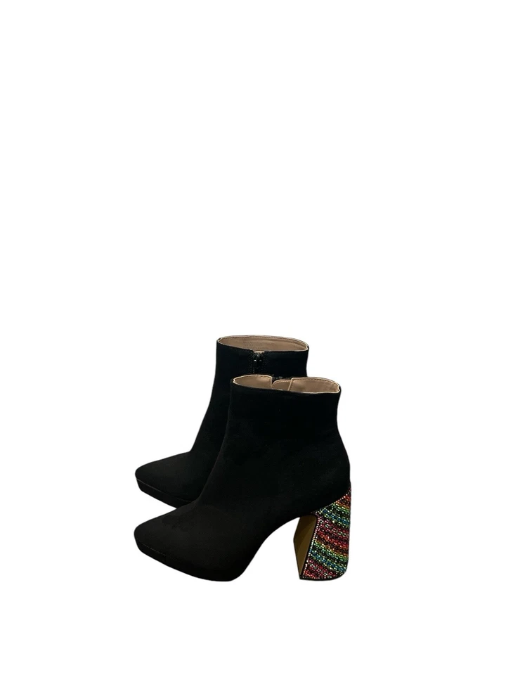 Betsey Johnson 女式黑色踝靴多色闪光高跟鞋 5.5 码  — 第 4/4 张图片