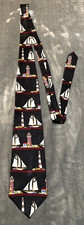 Beans McGee USA Sail Boats and Lighthouses Men's Necktie 100 % Silk Made in USA
