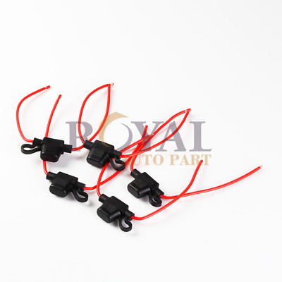 5PCS 16 GAUGE AWG RED WIRE AND BLACK FUSE HOLDER LFM ATC FUSE HOLDER