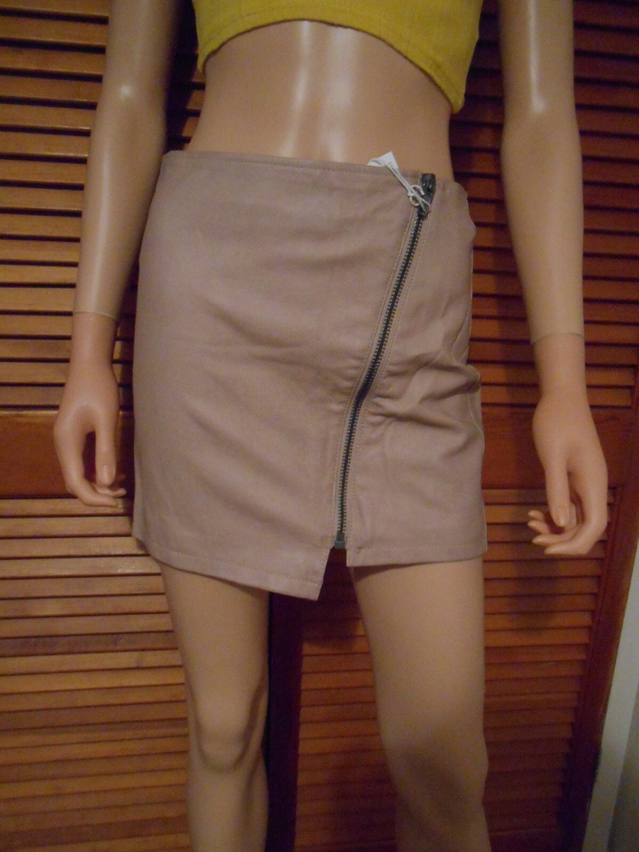 H&M Divided Women's Beige Faux Leather Mini Skirt Size:10 UK