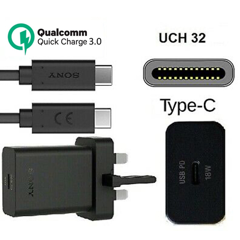 Genuine Sony 18W Fast Charge Plug OR USB-C To C Cable For Xperia