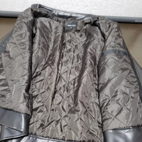 Decoded Black Vegan Leather Men's  Coat Jacket Lined Biker style XL image 11