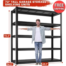 Metal Storage Rack Heavy Duty Industrial Shelves 5-Tier Black 3000 lbs. Capacity