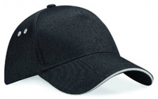 Image of Black/Light Grey Ultimate 5 Panel Cap with Sandwich Peak, Ideal Gift/Present