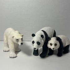 Lot Of 3 Panda Bears And Polar Bear High Quality Plastic Animal Figurines Mixed