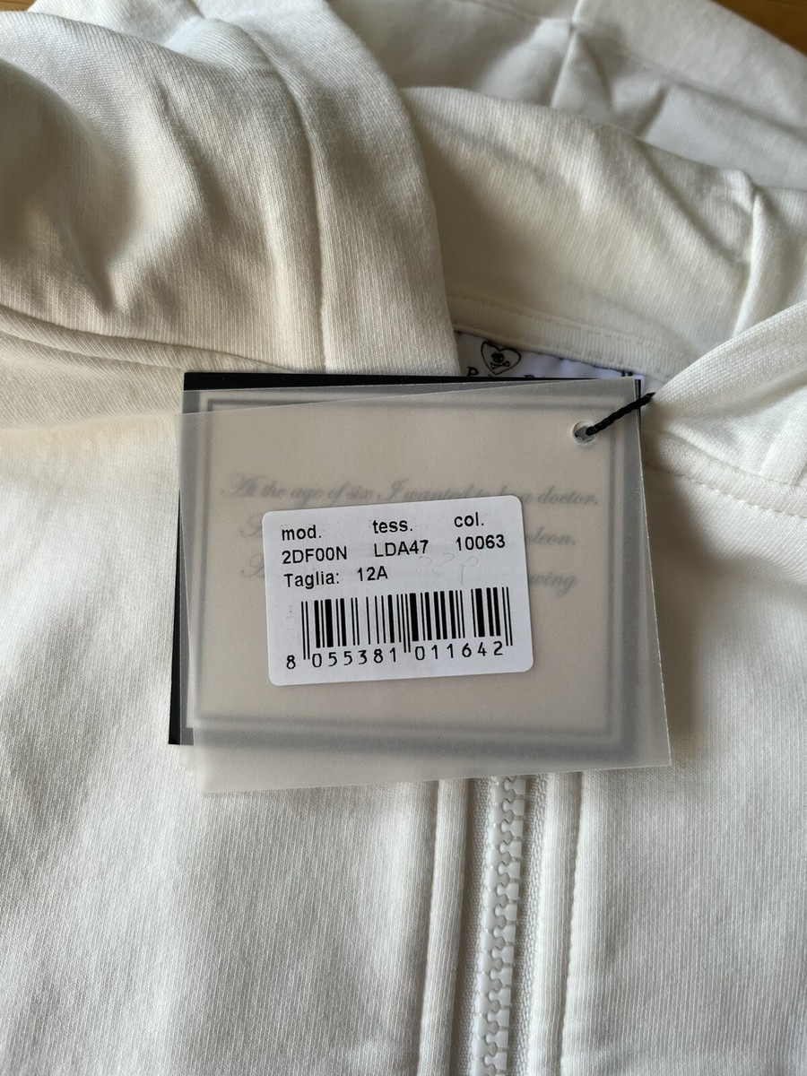 Sweat à Capuche Philipp Plein Junior Blanc - Taille 12 Ans - Motif Ours Avec Couronne Et Gemmes - Neuf