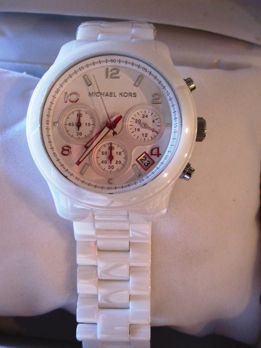 Michael Kors White Dial White Ceramic Bracelets Midsized Ladies