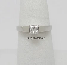 3/8CT Natural Princess Diamond Solitaire Engagement Wedding Ring 14K White Gold