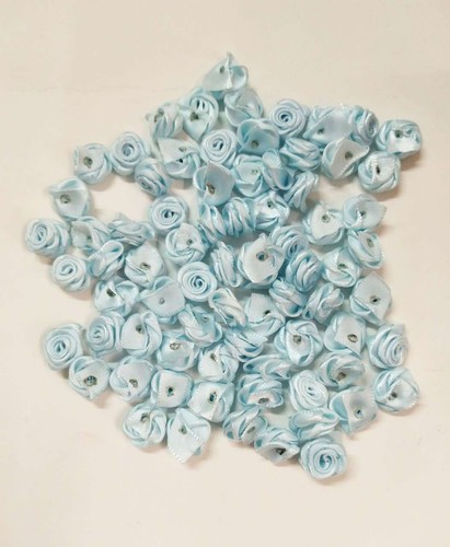 100 Pz Mini Fiori Rose Nastro Raso 16mm Vari Colori per Bomboniere - Picture 22 of 27